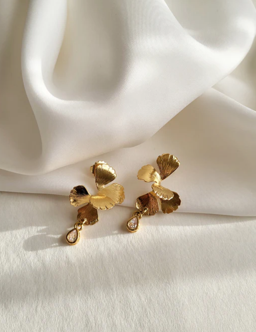 Maison Sabben Valentine Earrings Gold Floral and Crystal.png