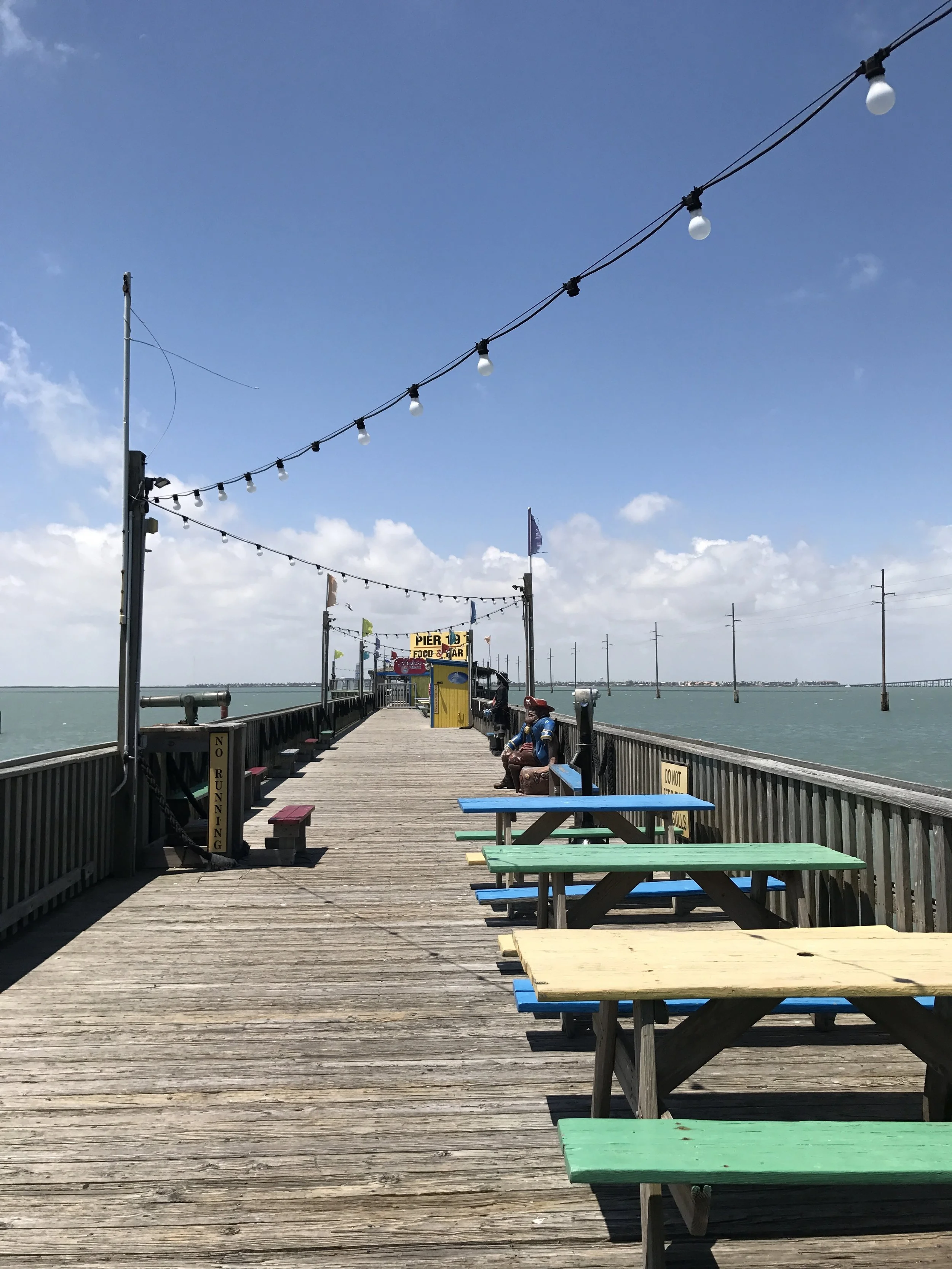 Pier 19 boardwalk, before you get to "Hooker's bar" at the end of the pier.