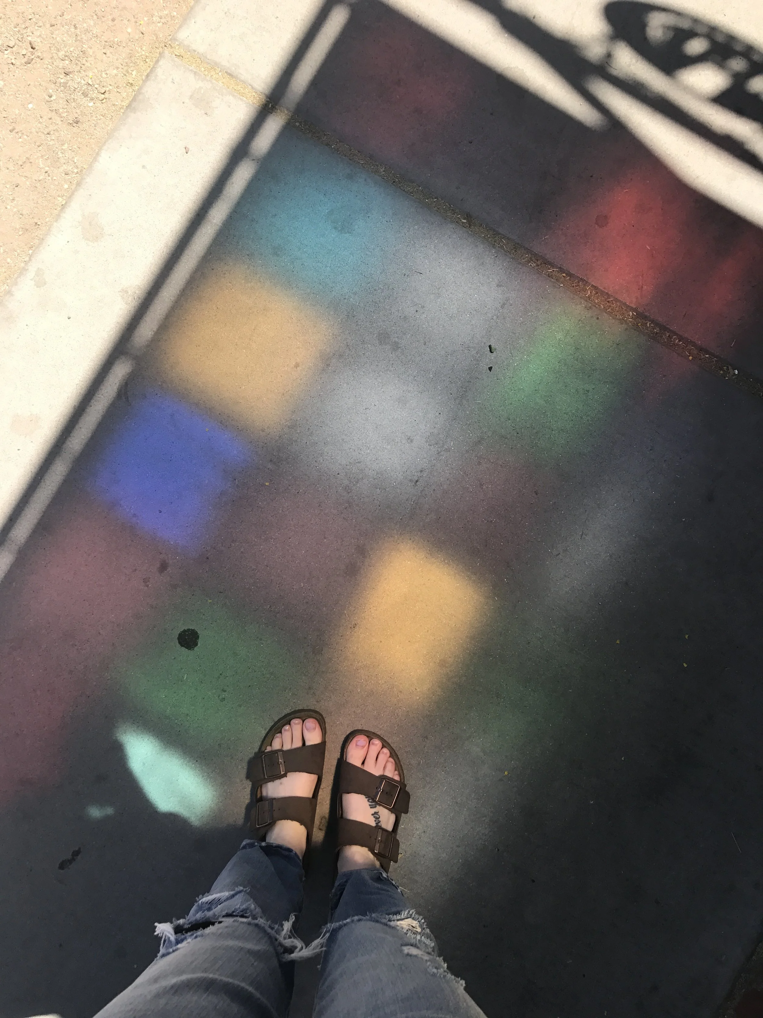 Painted glass reflection. 