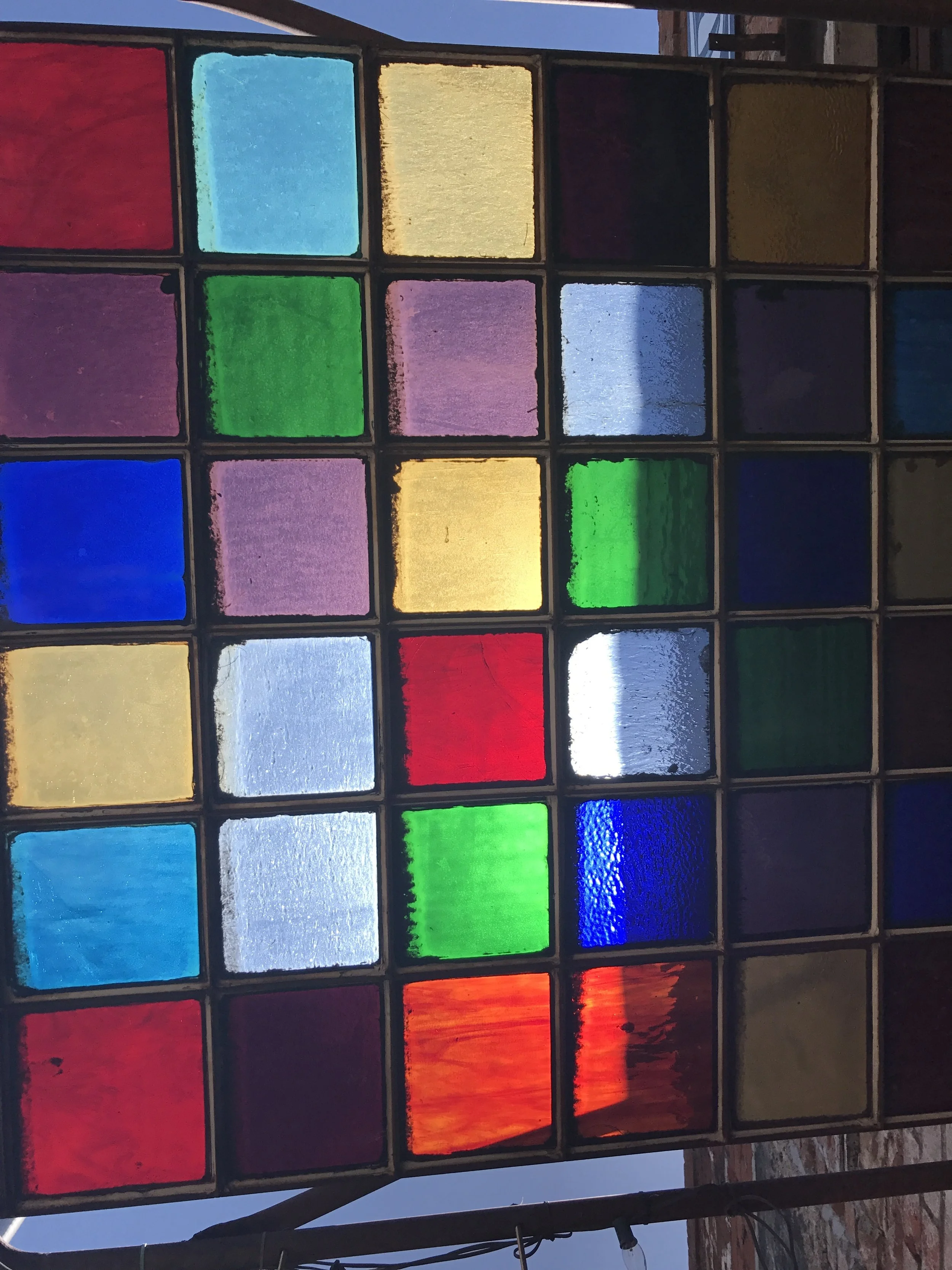 Painted glass.