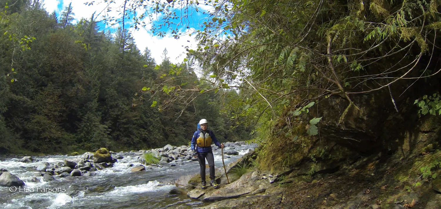 Lisa hiking along the upper Green River Gorge
