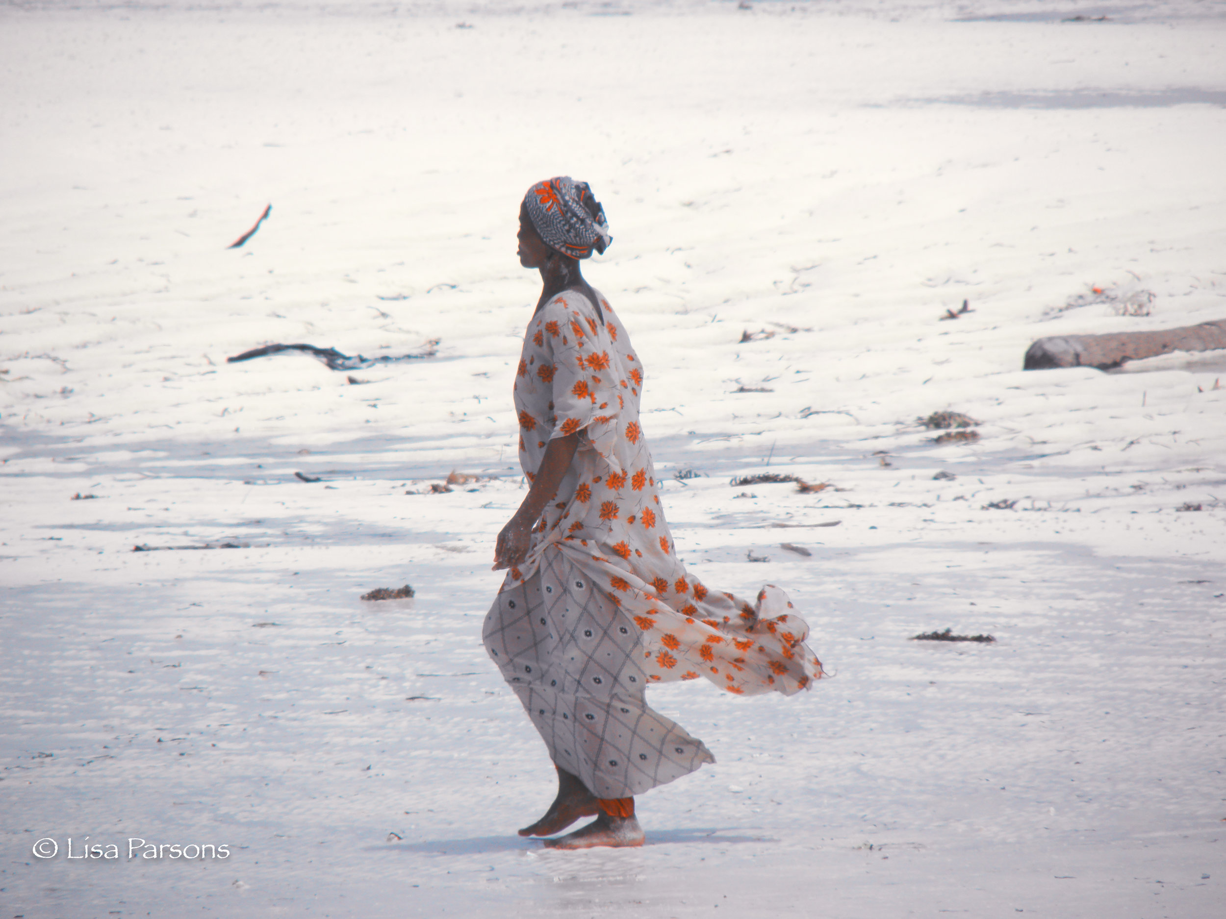 Woman in Flowered Dress, Zanzibar Tanzania