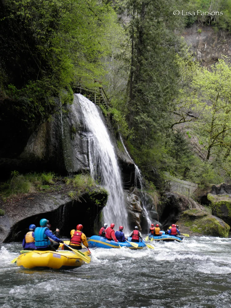 Group of Rafters Below Paradise Falls
