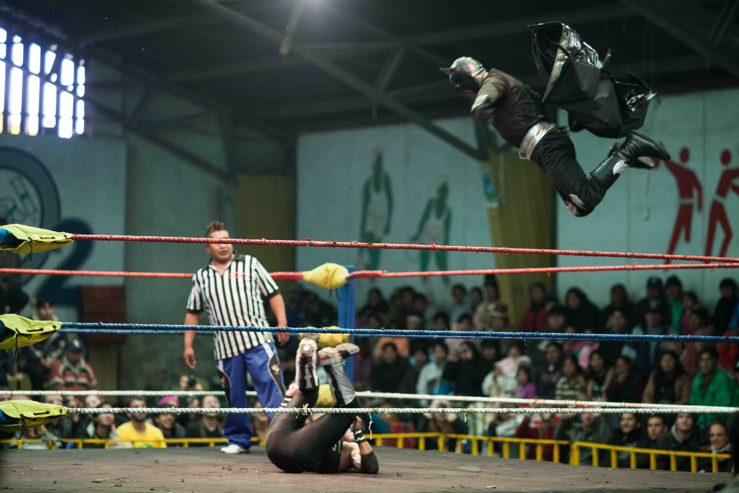 Matches are a mix of acrobatics and comedy routines.