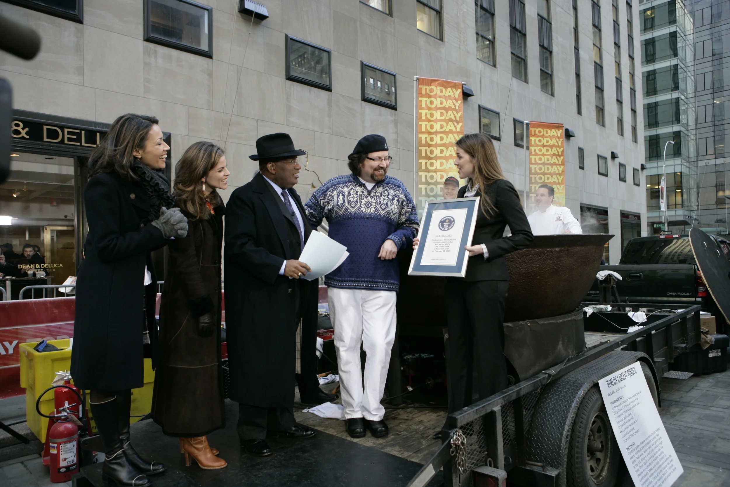 Terrance accepting the Guinness World Record for the Worlds Largest Fondue on the Today Show.