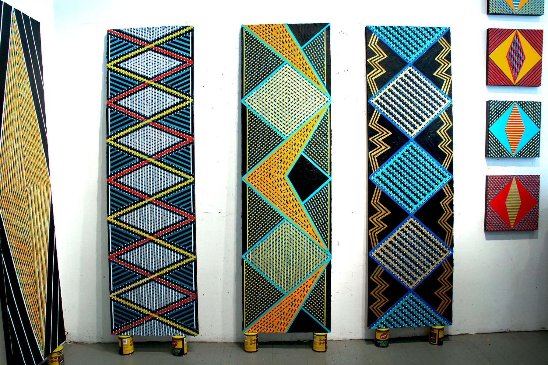 2017 "Four Tall Paintings" Acrylic on Canvas Each 84H x 24W