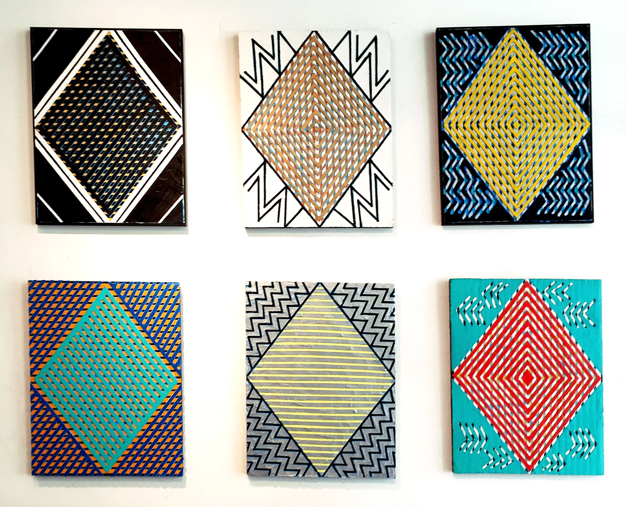 2015 - 2017 "Six Diamonds" Acrylic on Masonite Each 24H x 18W