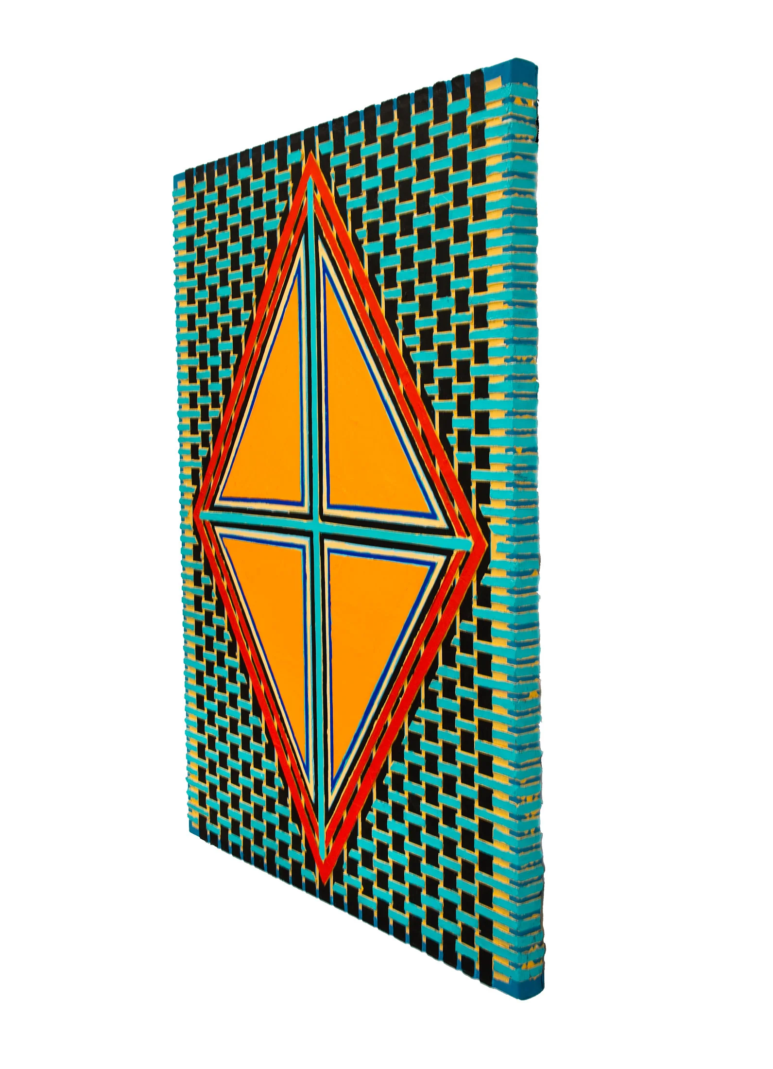 2004 "Orange Diamond w. Turquoise Cross" Side View