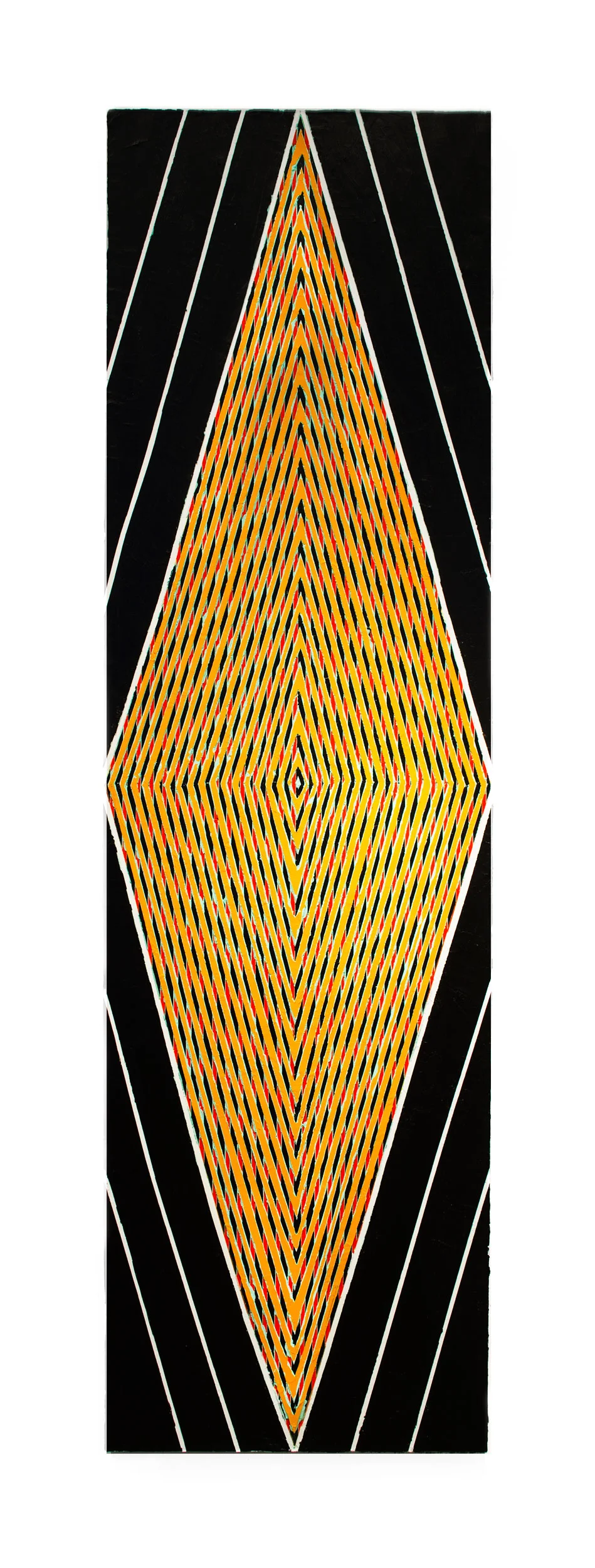 2015 "Tall Diamond w. Black & Orange ("Paris")" Acrylic on Canvas 84H x 24W