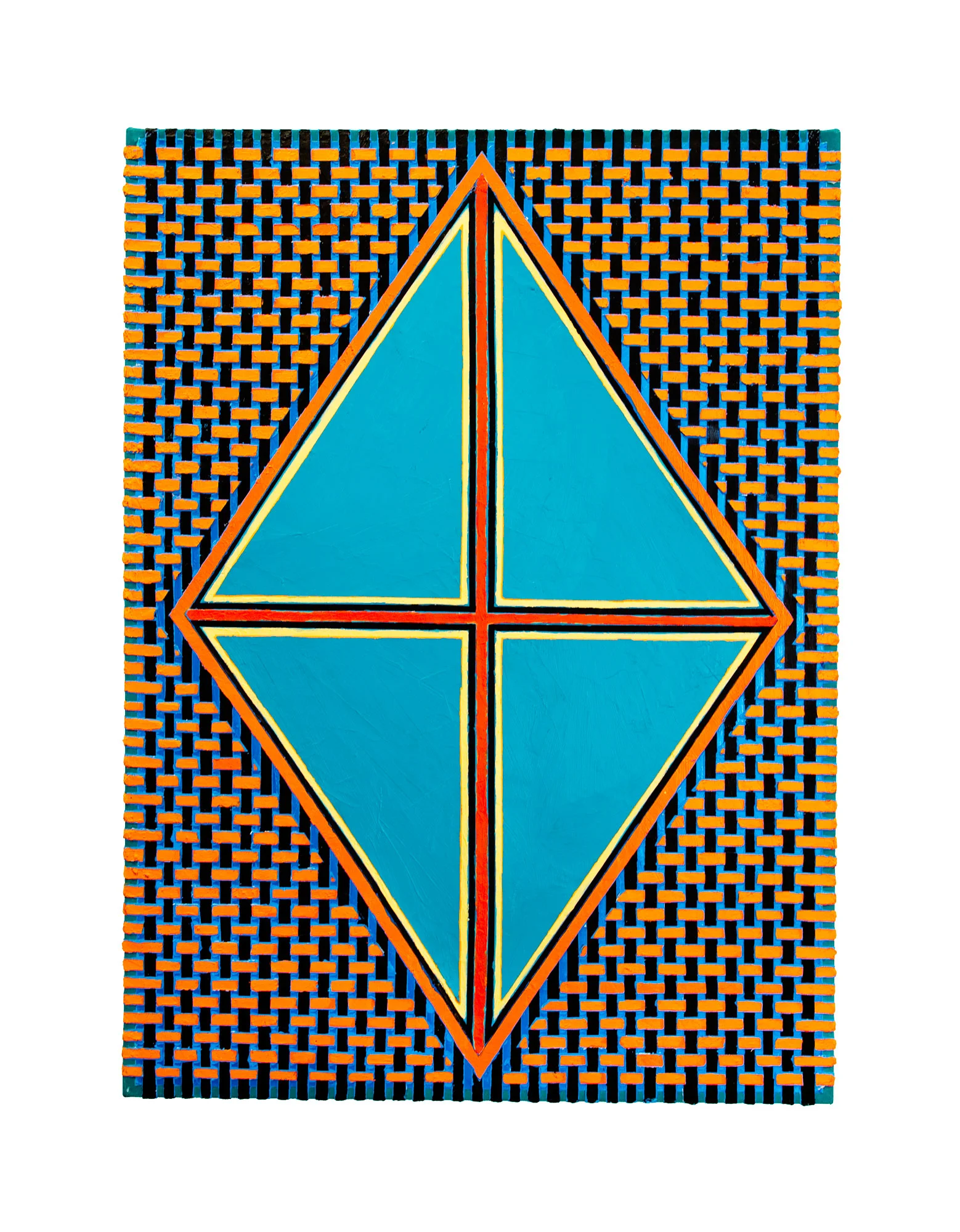 2004 "Turquoise Diamond w. Red Cross" Acrylic on Canvas 42H x 30W