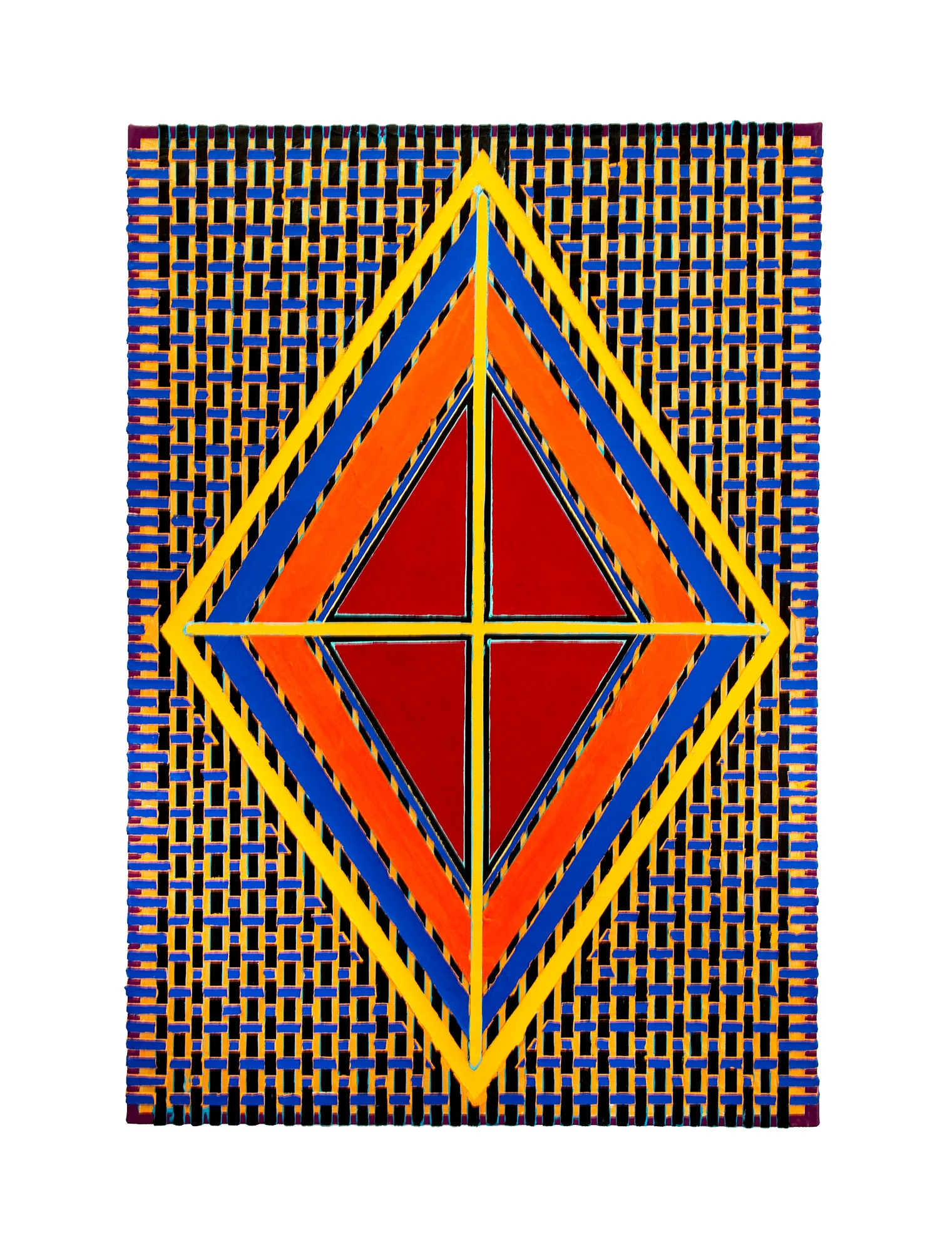 2004 "Red Diamond w. Yellow Cross" Acrylic on Canvas 42H x 30W