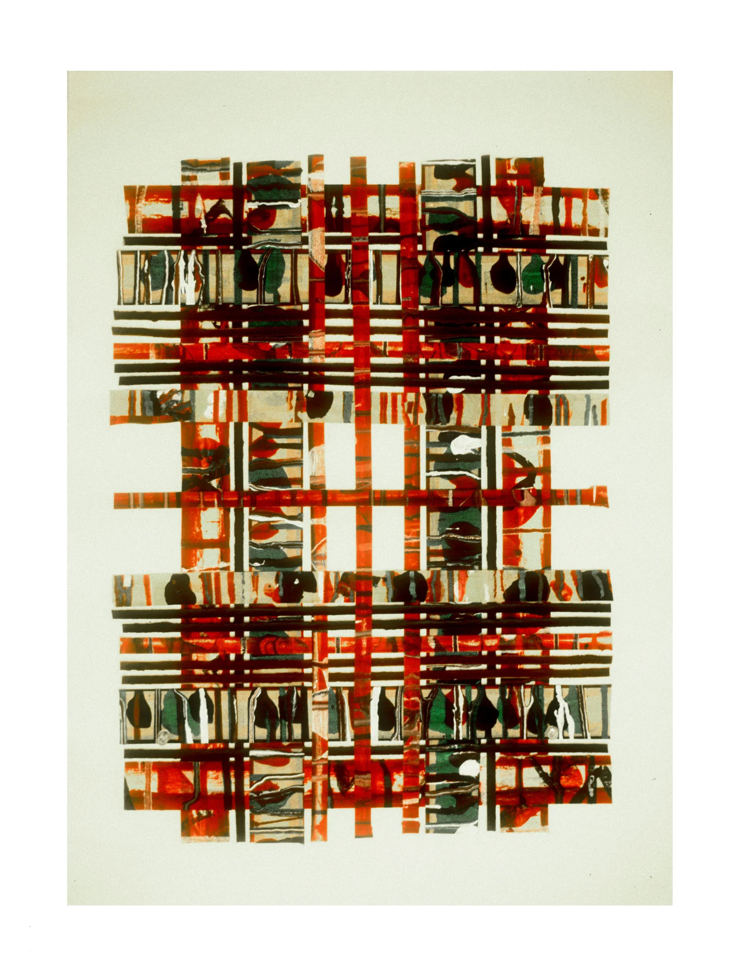 1976 "Collage w. Bands & Verticals -7" Painted Masking Tape on Paper