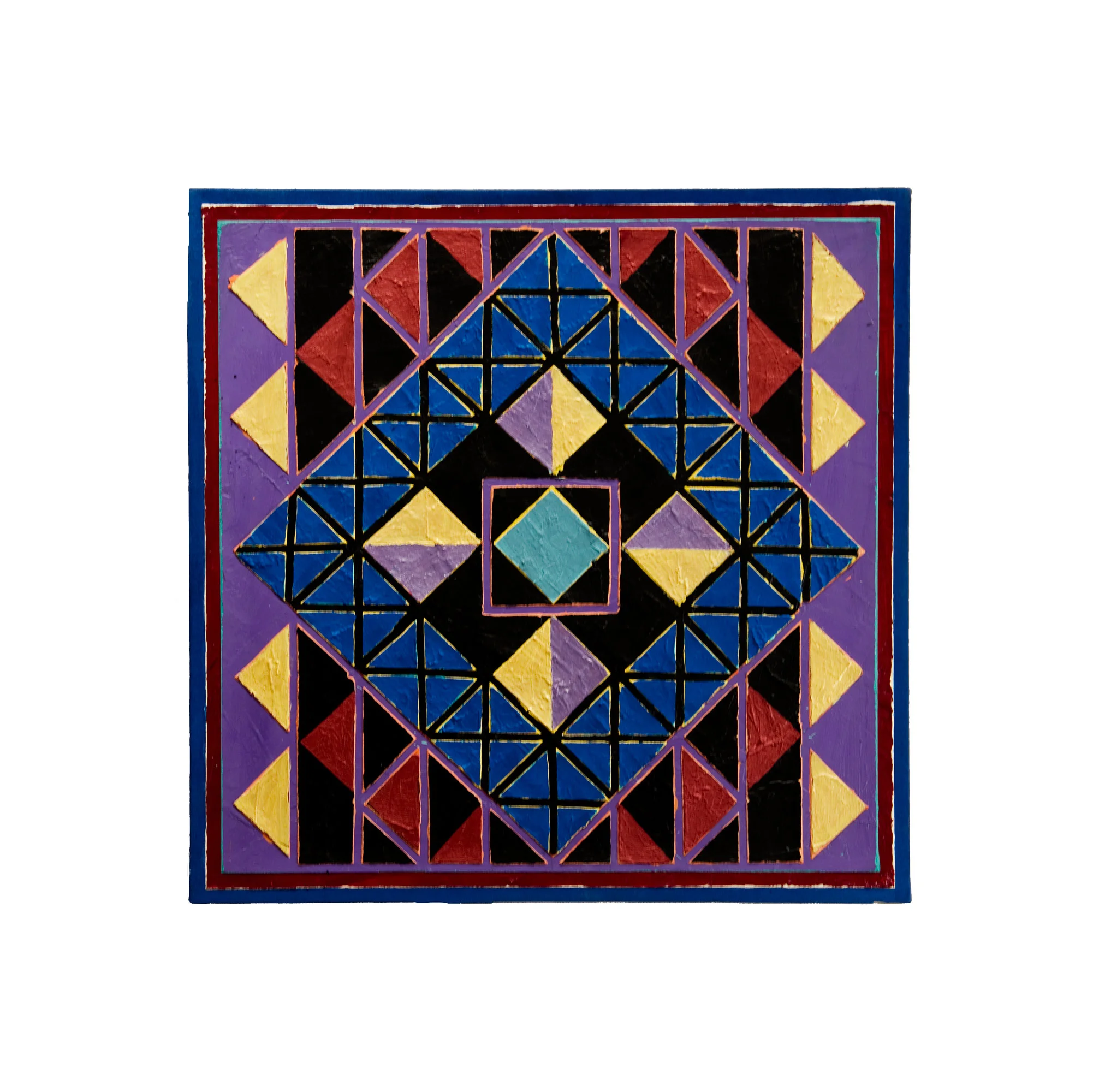 1983 "Geometric w. Blue" Acrylic on Canvas 24H x 24W