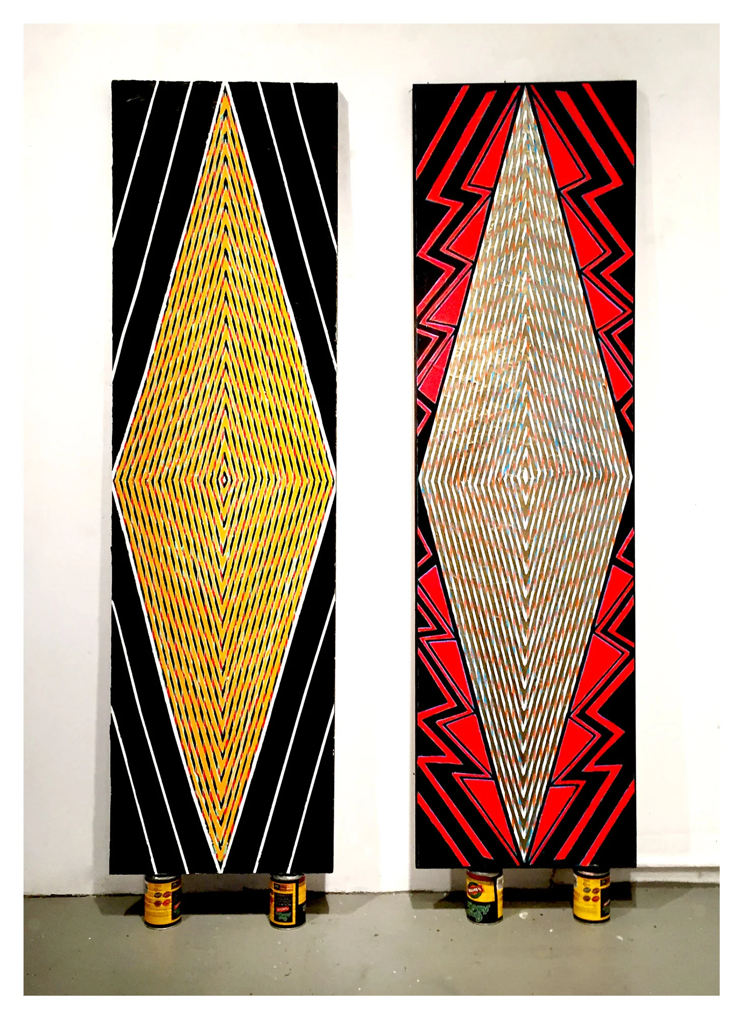 2015 "Tall Diamonds (Paris, Brussels)" Acrylic on Canvas 84H x 24W