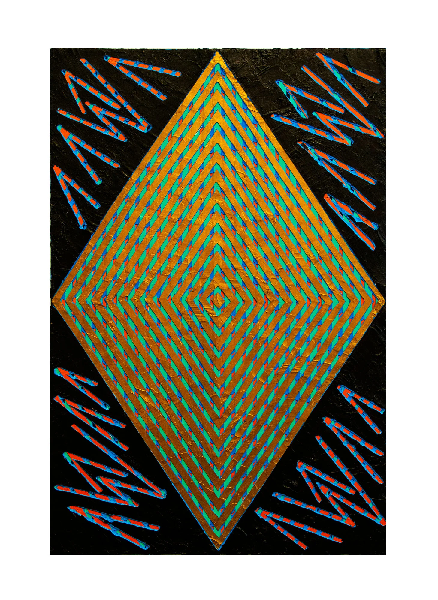 2014 “Gold Daimond w. Black” Acrylic on Masonite 36H x 24W