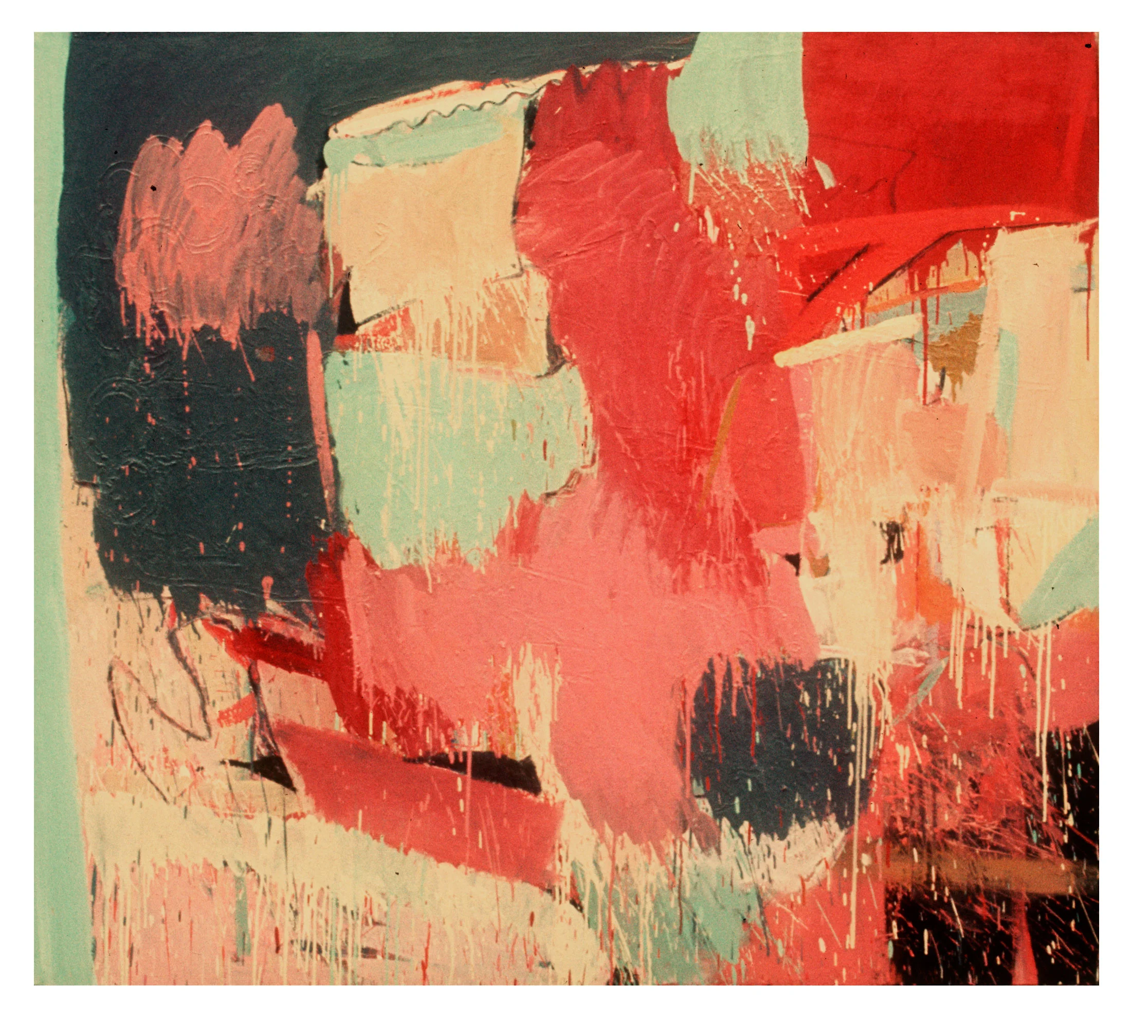 1966 "Landscape w. Red & Grey" Oil on Canvas 64H x 72W