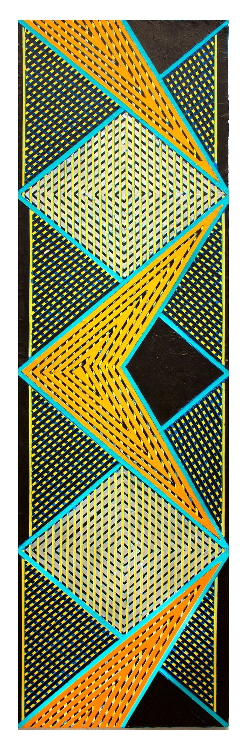2017 "Zig-Zag w. Orange Chevron & Silver Diamonds" Acrylic on Canvas 84H x 24W