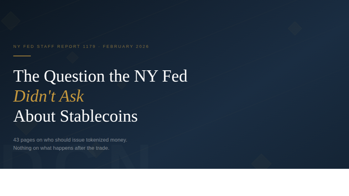 Original cover for “The New York Fed Just Published 43 Pages on Stablecoins. Here's what else needs to be said.”