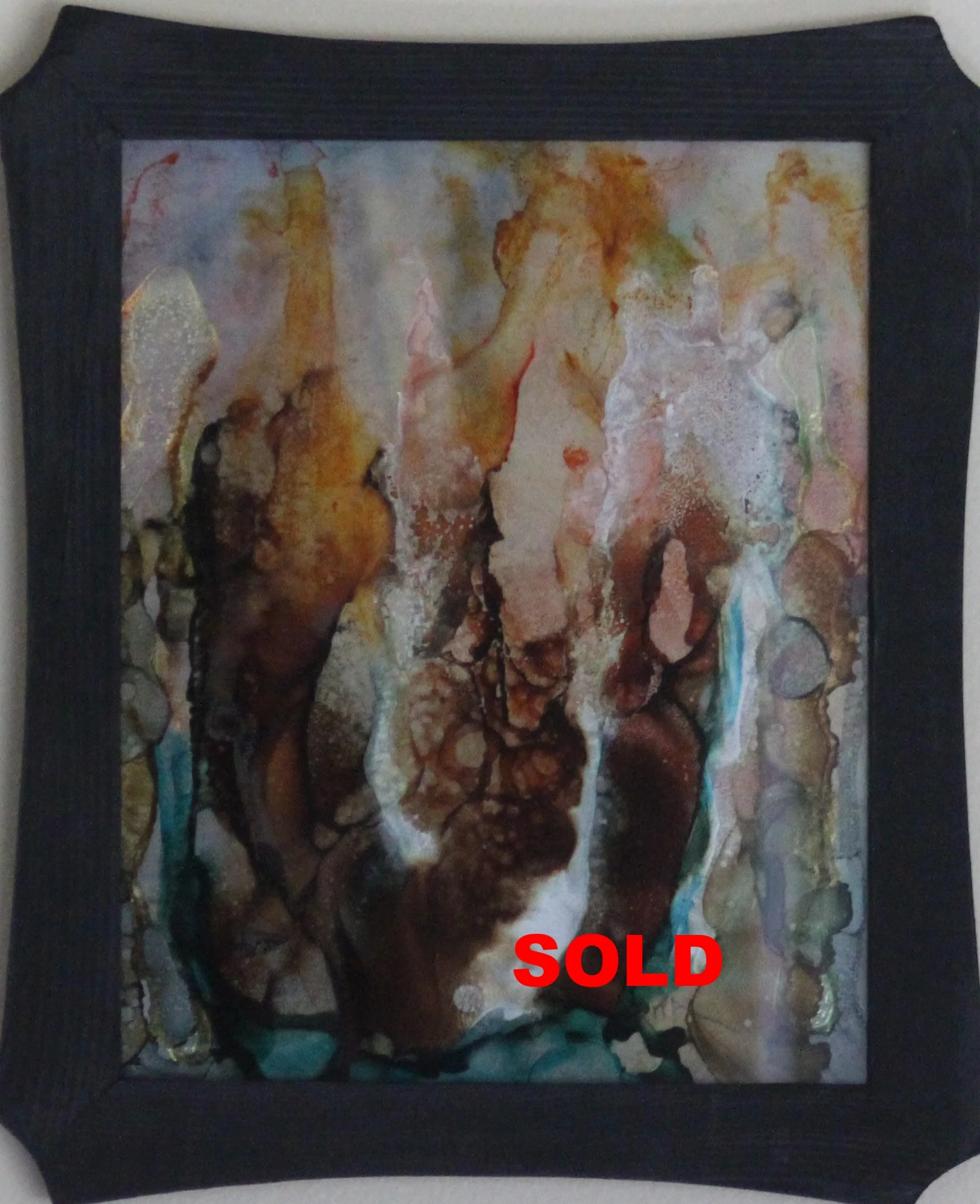 alcohol ink on glass, finished to 8 by 10