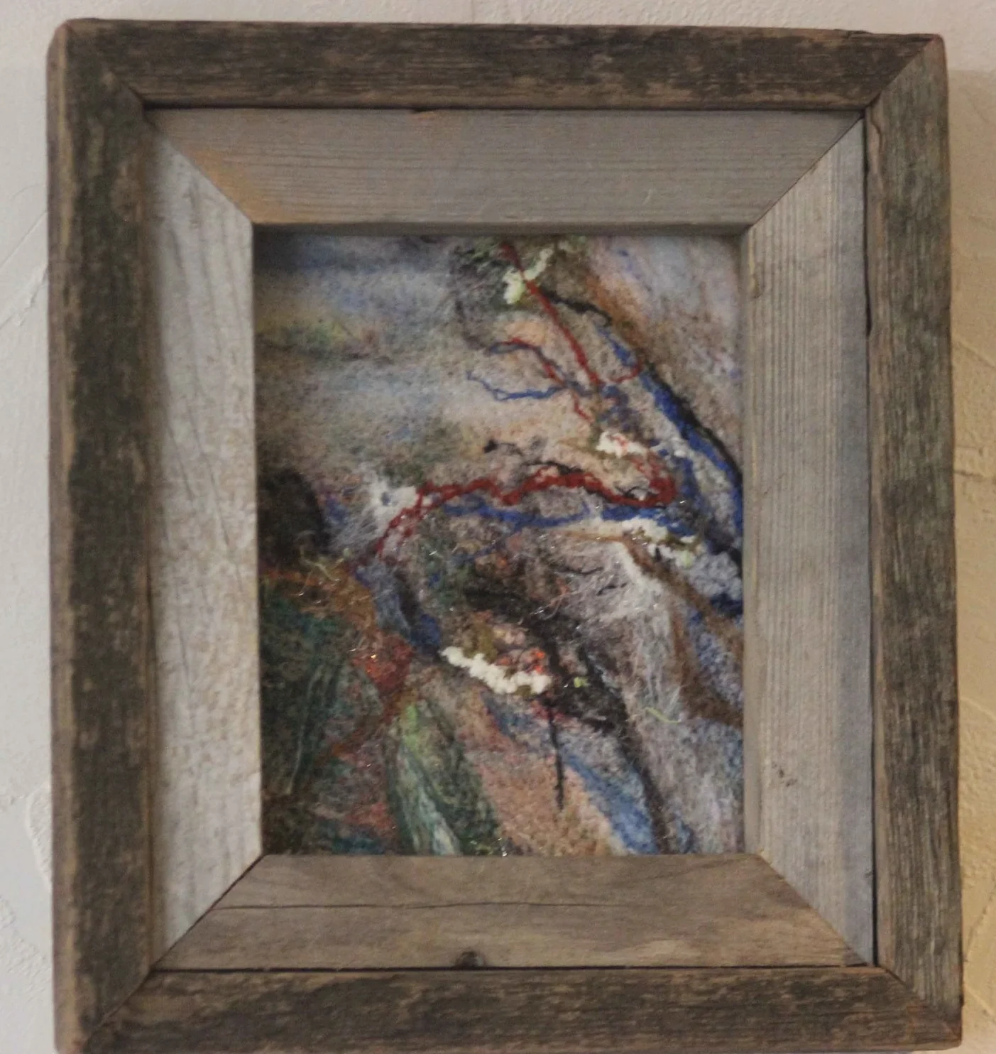NEEDLE FELTING6 BY 7 FINISHED ONTO BARN BOARD. $75.00