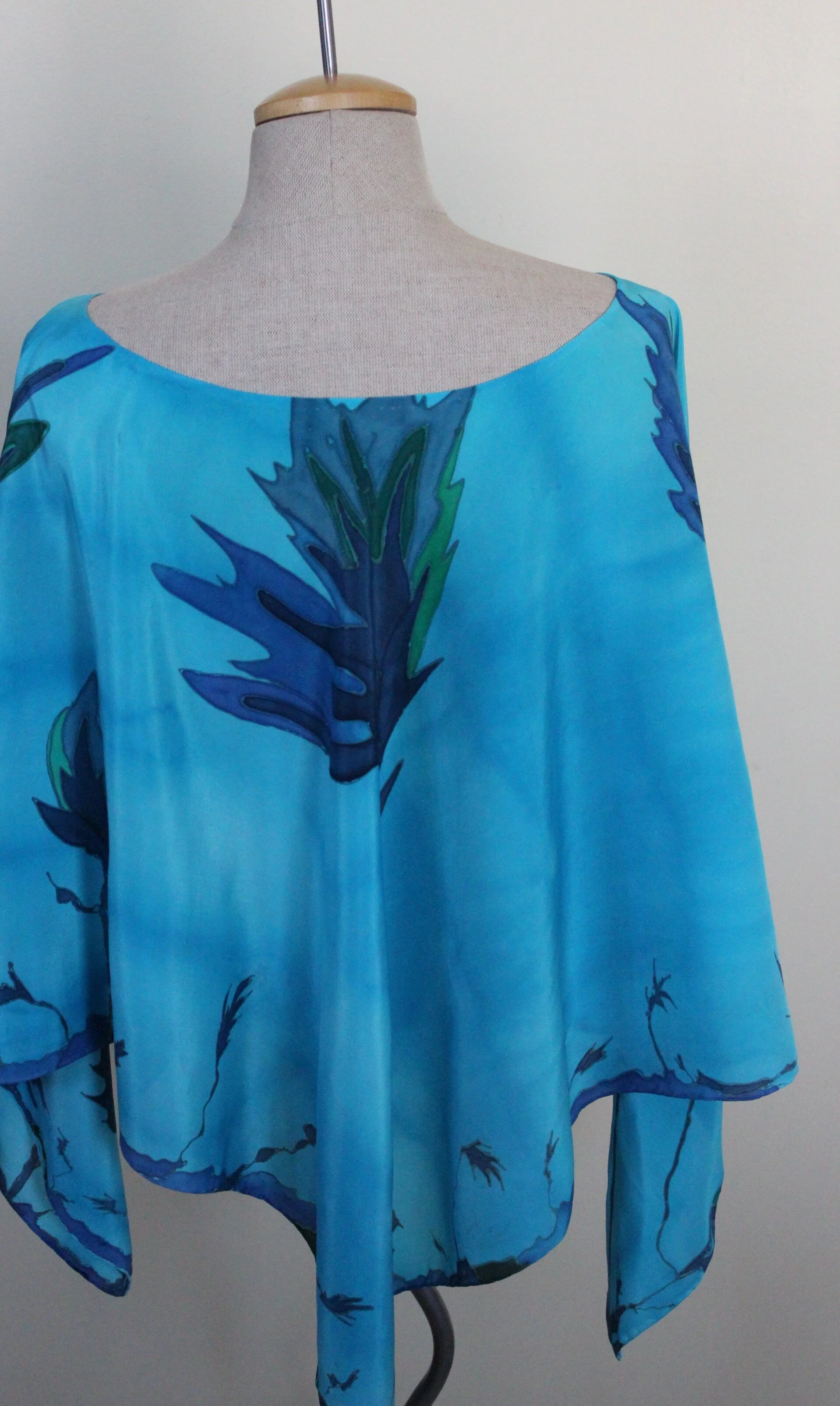 SILK PONCHO  HAND DYED  $195.00