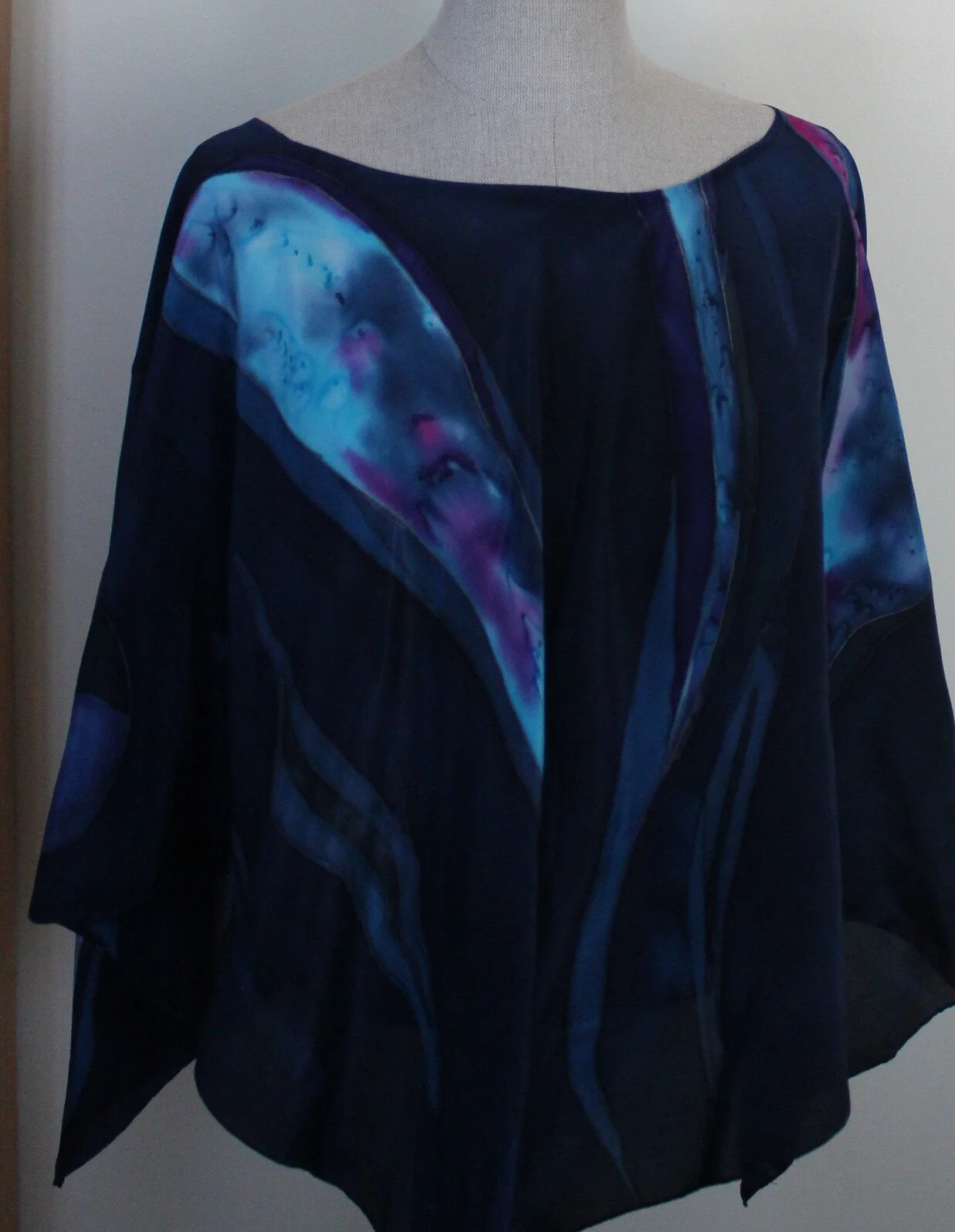 SILK PONCHO HAND DYED.  $195.00