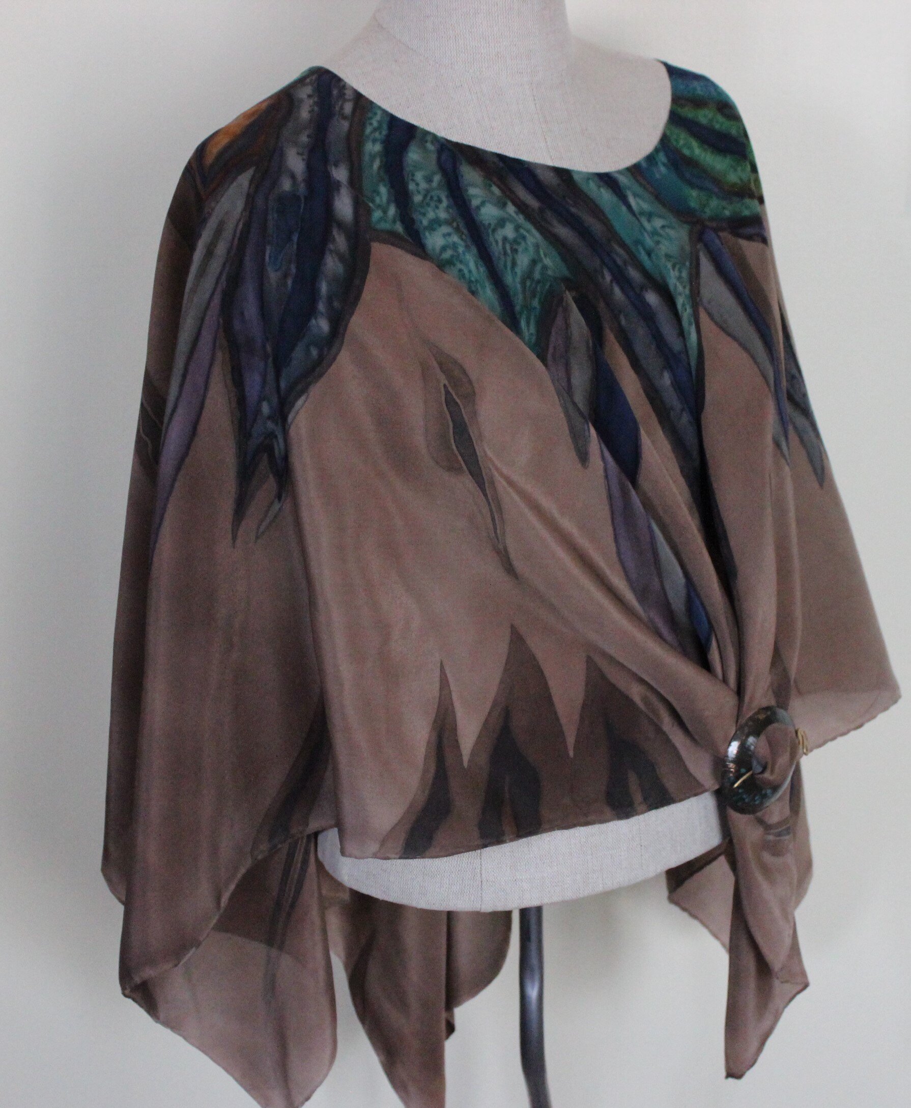SILK PONCHO HAND DYED 