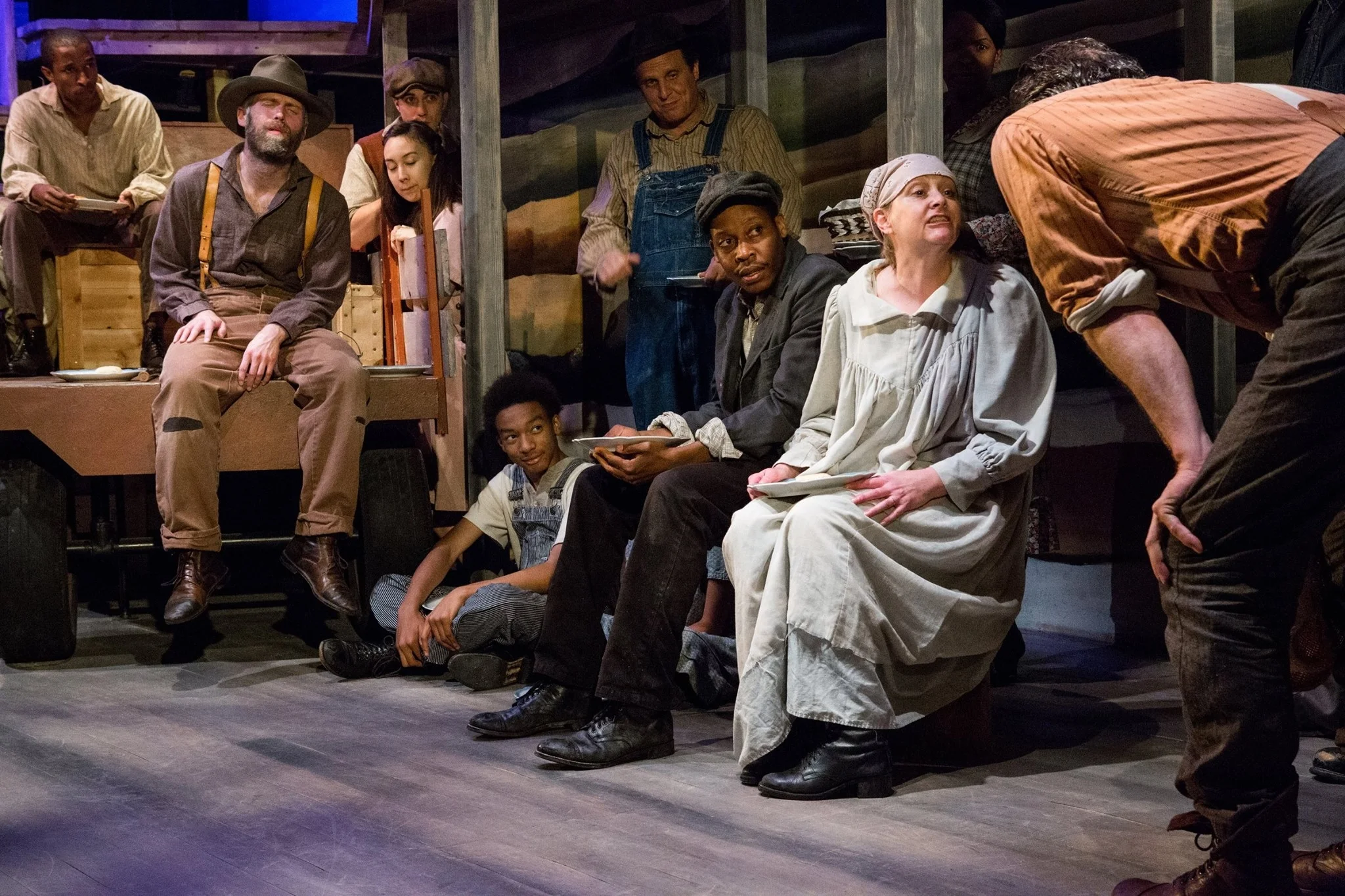The Grapes of Wrath photo by Claire Demos for The Gift Theatre Company Michael Turrentine, Jay Worthington, Tim Martin, Emily Marso, Mesiyah Rudezz Oduro-Kwarten, Paul D'Addario, Namir Smallwood, Alexandra Main, Jerre Dye