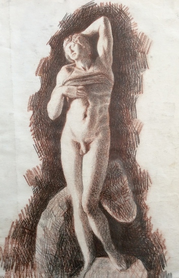 charcoal and conté crayon