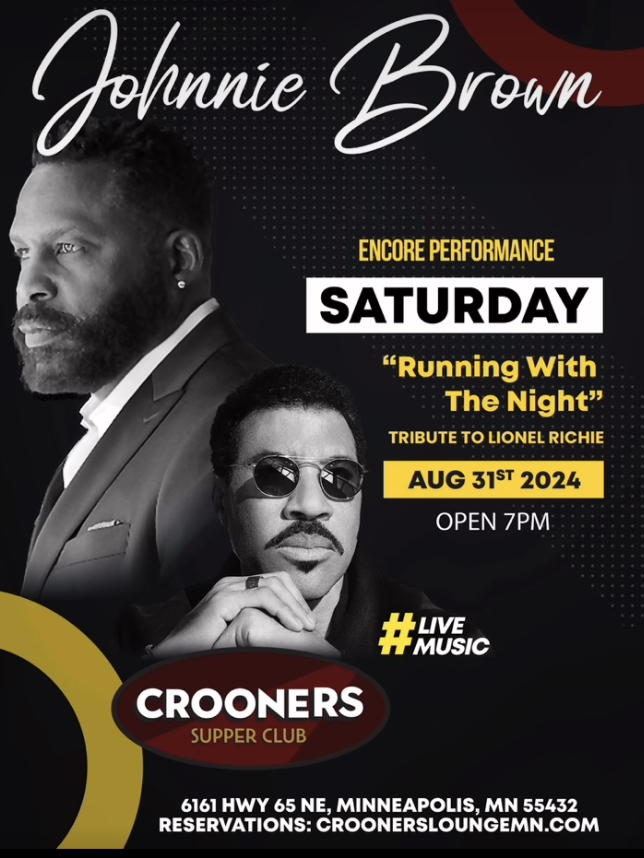 Johnnie Brown “Running With The Night” feat. the music of Lionel Richie