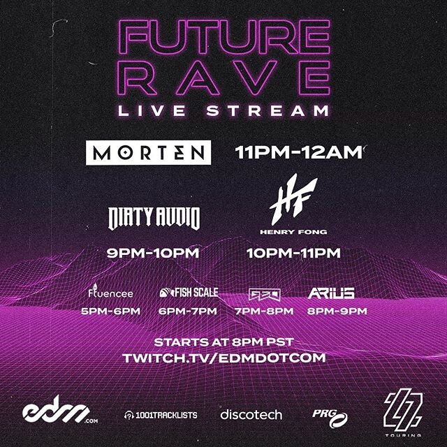 Future Rave will be crazy, make sure to tune in tomorrow night! 🔥 Link in our bio .
.
.
@edm @prg.north.america
#FutureRave #Livestream #edm #l7touring
