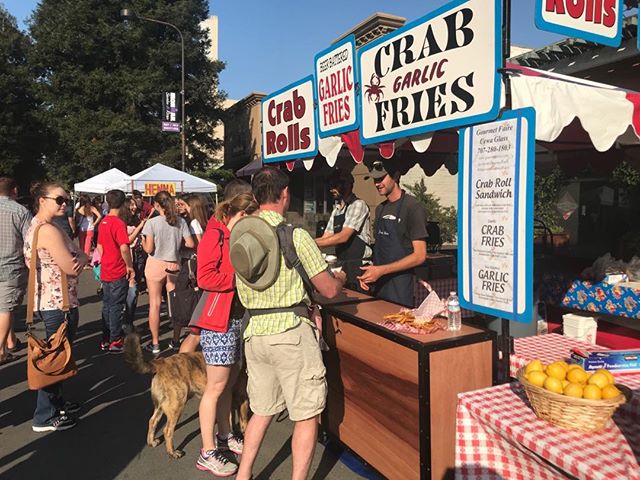 We&rsquo;ll see you for another summer of the Santa Rosa Wednesday Night Market. Opening on May 1st. #gourmetfaire #crabgarlicfries #crabfries #