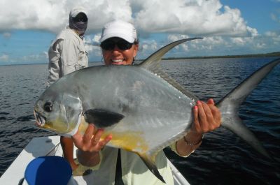 Fly fishing in Belize for permit.