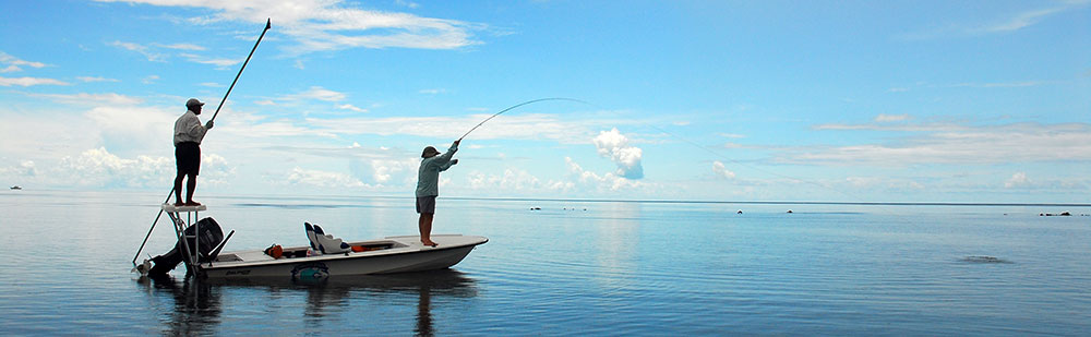 Fly fishing for bonefish in Belize at Turneffe Flats.