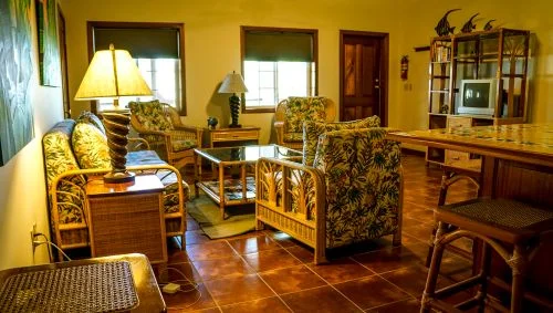 Share common area in the villa at Turneffe Flats fishing resort