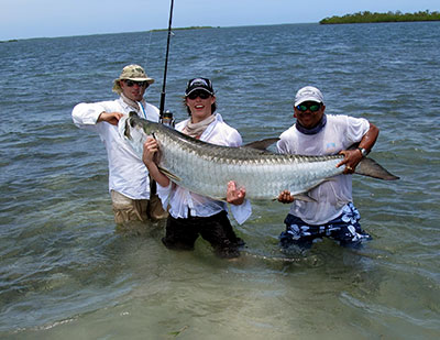 Big tarpon caught during a day fly fishing in Belize