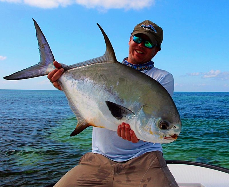 Permit caught while Fly Fishing for permit in Belize 