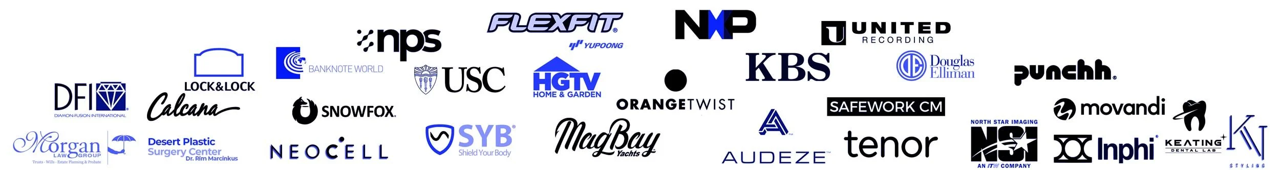 Collection of various company logos in a collage layout.
