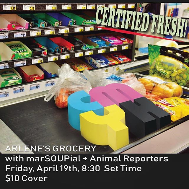 SURPRISE! NEW SHOW ALERT! Mark your calendars and grab your tickets at the link in our profile. We&rsquo;re immensely pumped to play Arlene&rsquo;s Grocery on a killer bill with @marsoupialjamz and @animalreporters. See you then! .
.
.
.
.
.
.
.
.
.
