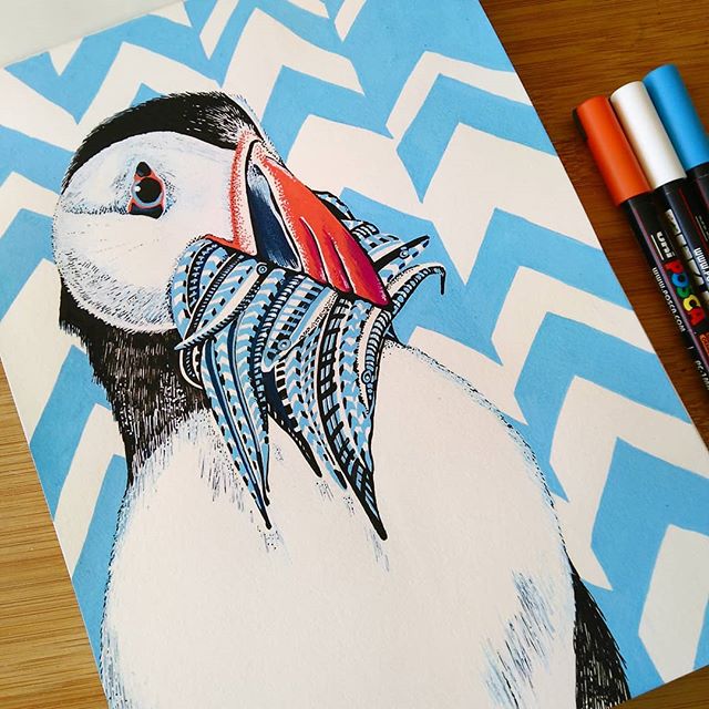 And now for something completely different! New sketchbook, new ideas, new styles. Curious where it will take me!
.
.
.
#puffin #seabird #wildlife #instaanimal #instaart #sketchbook #poscapens #posca #illustration #illustrate #pattern #arts_promote #