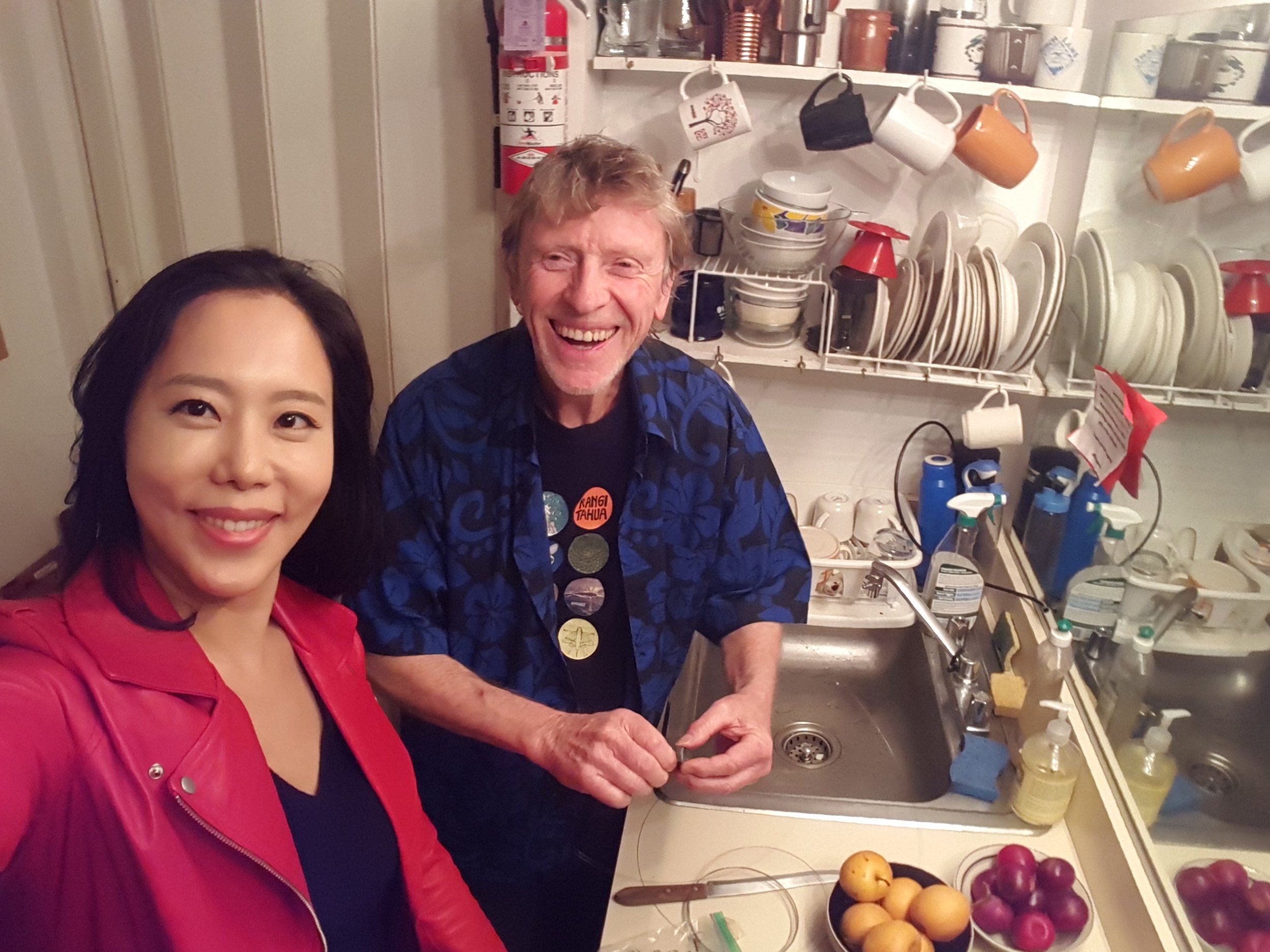 Soo-Yeon Lyuh and Phil Dadson (New Zealand) on a break from their practice sessions for Pacific Exchange 2016