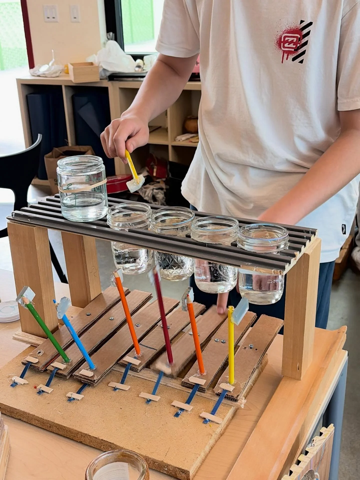 Thingamajigs DIY Instrument Building workshop for 7th graders.