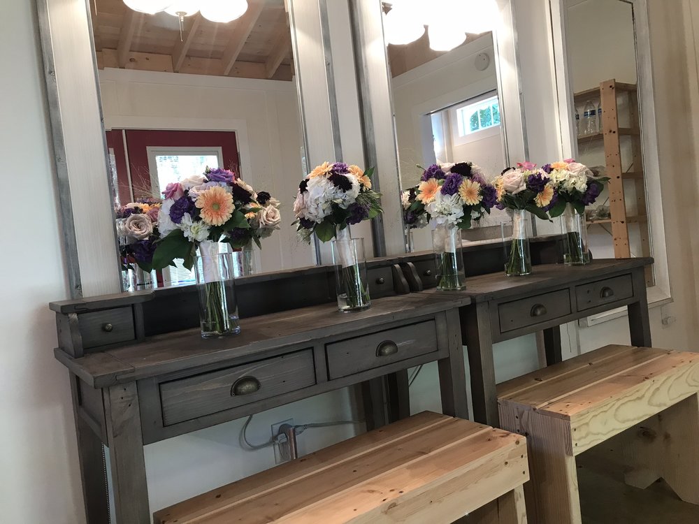 Flowers on display in the "She Shed"