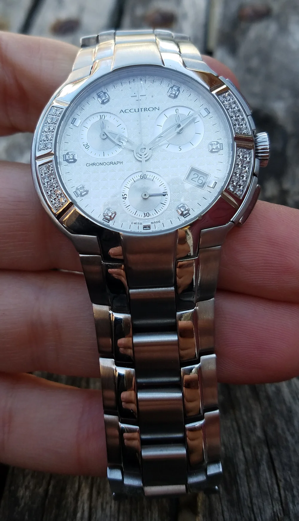 Bulova Accutron Silver Timepiece with Sparkling Accents Accutron York Chronograph Diamond Men main image 3