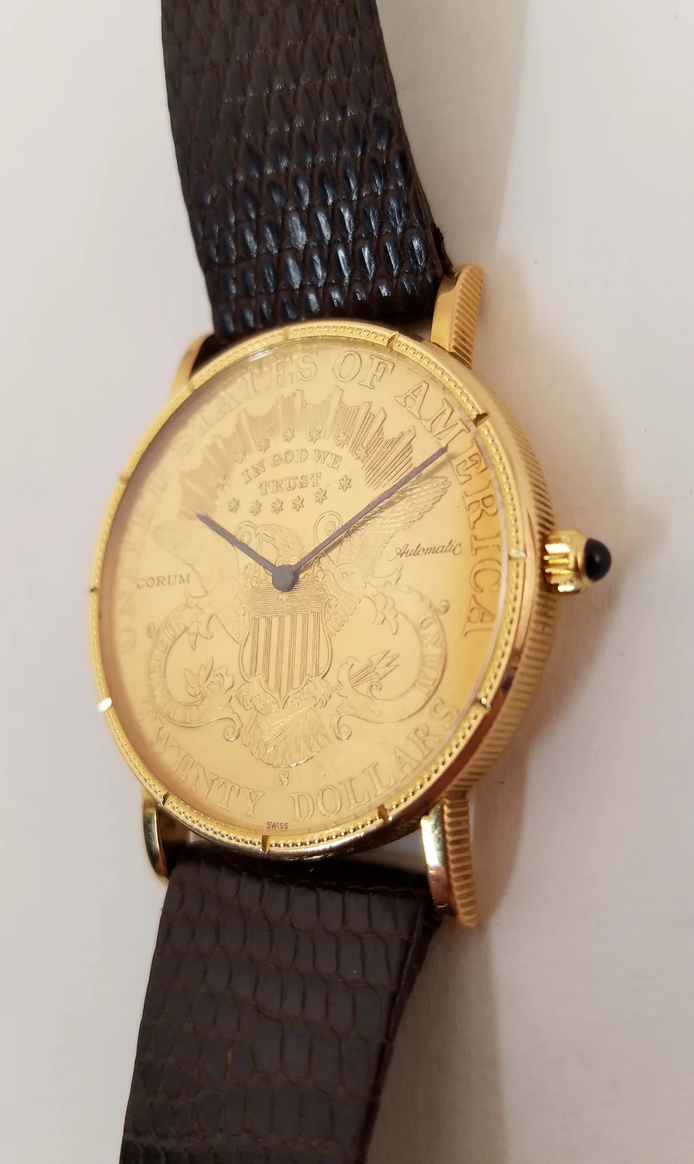 Corum Gentlemen's $20 Gold Coin 1898 Automatic Dress Watch  Art Dial Watch
