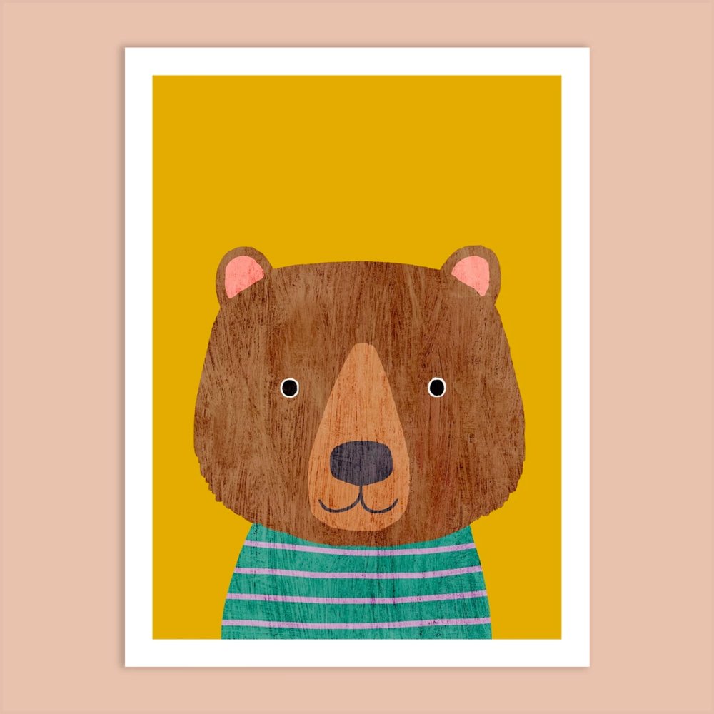 BEAR WALL ART PRINT BY KATE MCFARLANE