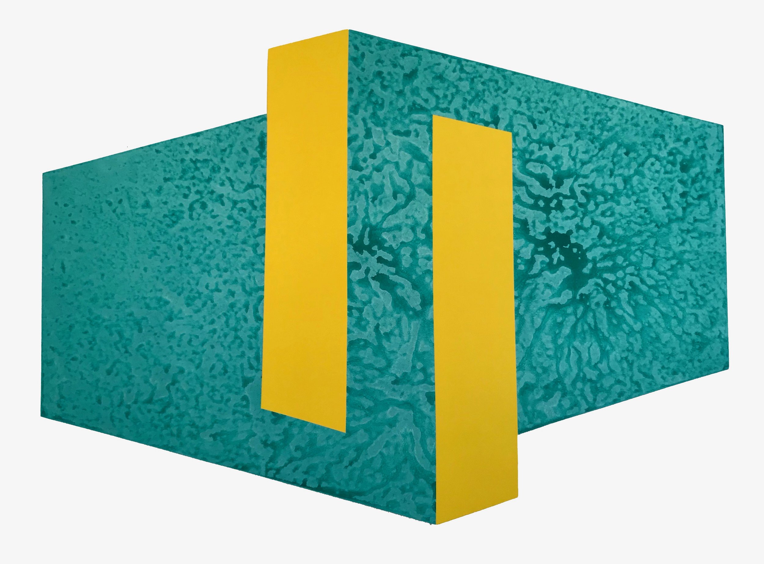 Yellow on Teal, 2018, 48" x 66", acrylic on panel