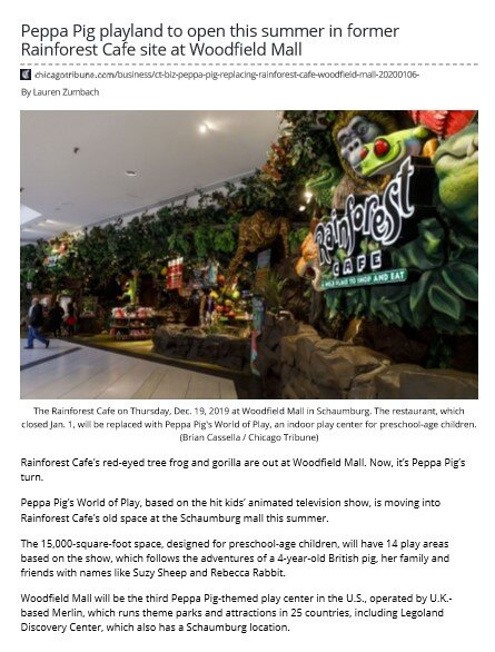 Peppa Pig to Open at Woodfield Mall in Schaumburg, IL [Chigago Tribune] —  Samuels & Company