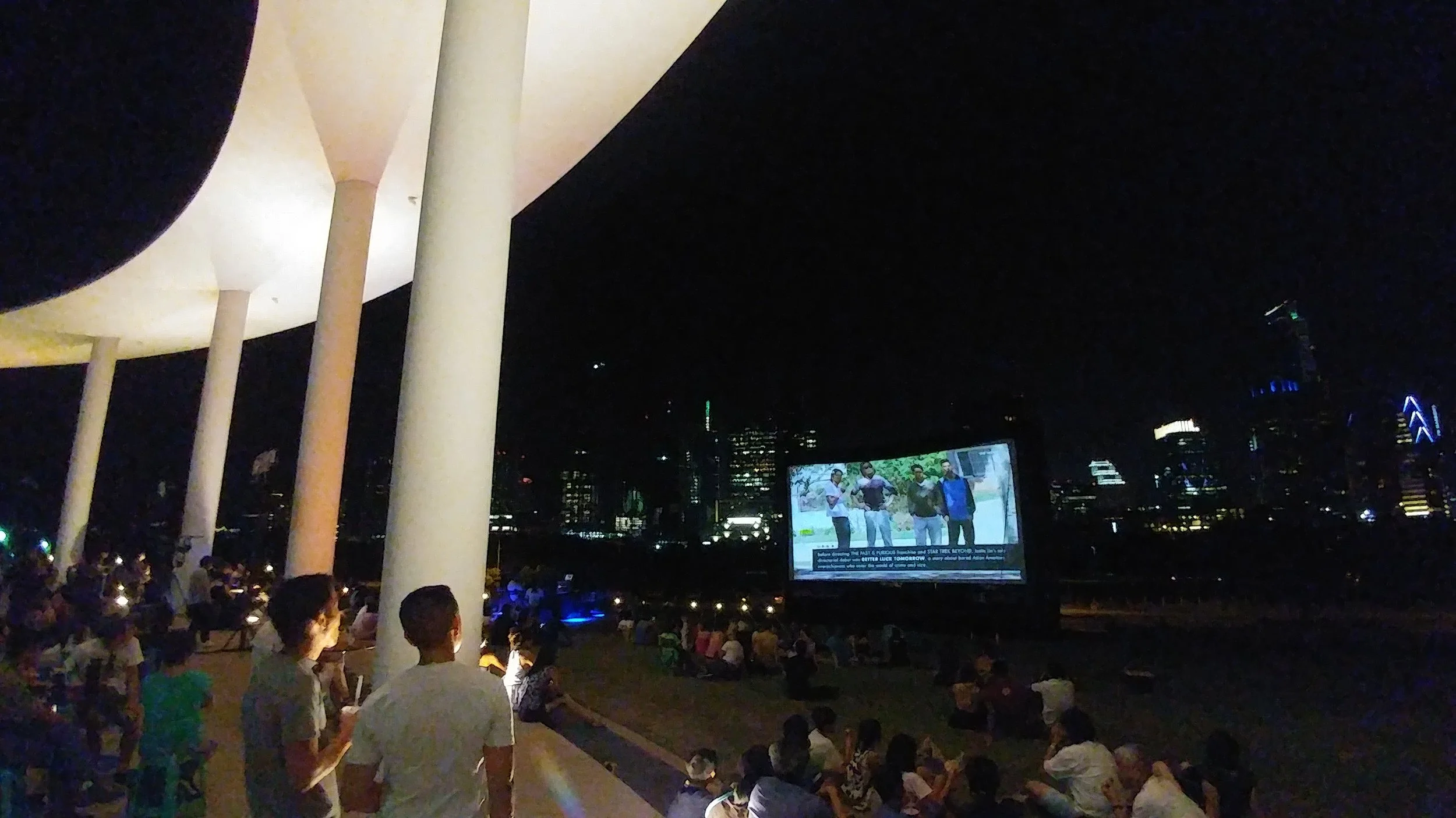 The Preshow Clip being shown in front of a Austin Asian American Film Festival fundraising gala.