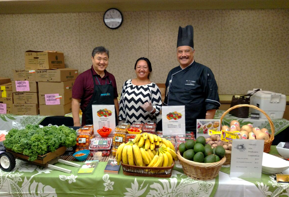  L to R: Armstrong Produce's Kyle Kansako and Fran Formoso with Chef Daniel Kahalioumi - March 2017 